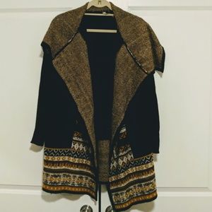 Kensie Tribal Black/Gold Open Sweater XS/S
